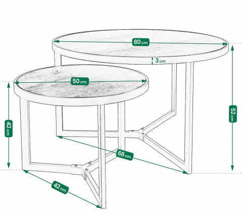 Set mese de cafea Jumi, 80x80x52 cm & 50x50x42 cm, design modern, Maro – Eleganță și funcționalitate pentru orice living [7]