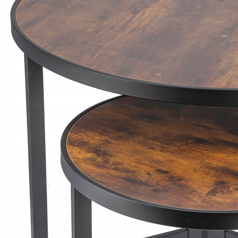 Set mese de cafea Jumi, 80x80x52 cm & 50x50x42 cm, design modern, Maro – Eleganță și funcționalitate pentru orice living [5]