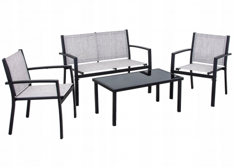 Set mobilier gradina/terasa, 1 masa, 2 scaune, 1 canapea, Jumi, plasa și metal, Maro [2]