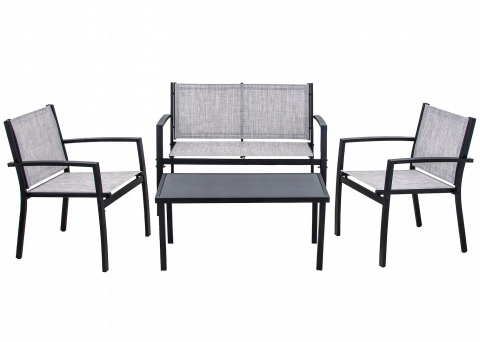 Set mobilier gradina/terasa, 1 masa, 2 scaune, 1 canapea, Jumi, plasa și metal, Maro [6]