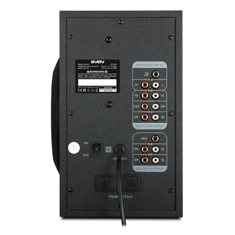 Акустическая система SVEN HT-202 Black – 5.1, 100 Вт RMS, Bluetooth, FM, USB/SD, LED-дисплей, Пульт ДУ, Дерево [3]