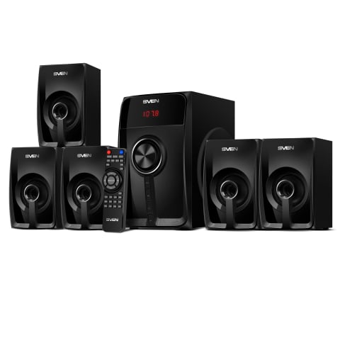 Boxe PC - Акустическая система SVEN HT-202 Black – 5.1, 100 Вт RMS, Bluetooth, FM, USB/SD, LED-дисплей, Пульт ДУ, Дерево