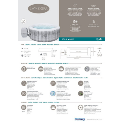 SPA gonflabil Fiji AirJet 180×66 cm, 669 L, pentru 2-4 persoane [8]