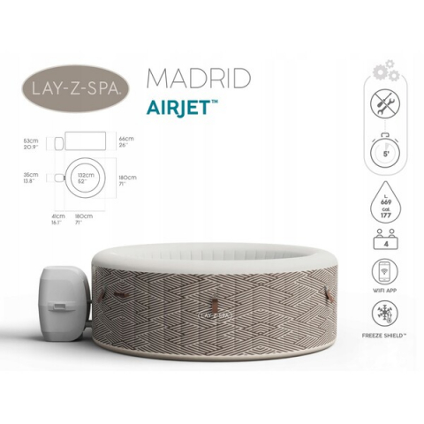 SPA gonflabil Madrid AirJet 180×66 cm, 669 L, pentru 2-4 persoane [9]