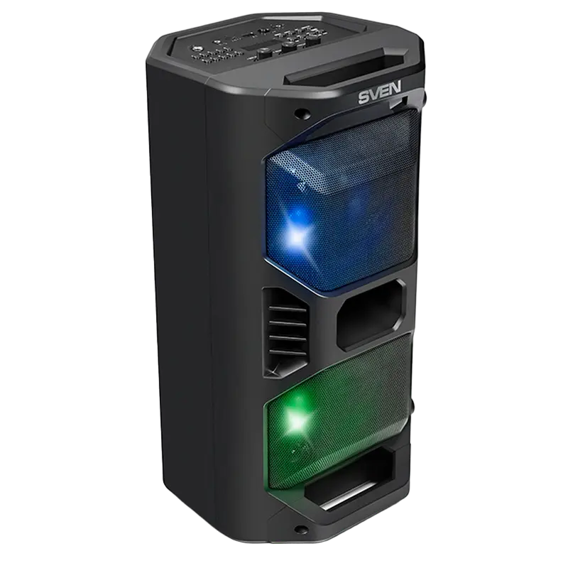 PartyBox - Портативная колонка SVEN PS-600, 50 Вт RMS, Bluetooth, LED-подсветка, FM-радио, до 10 часов автономной работы, Черная