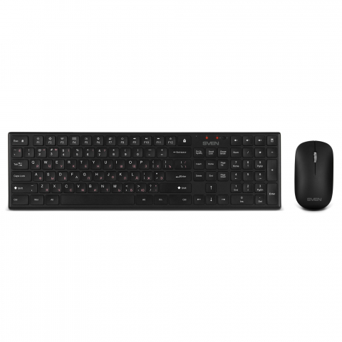 Tastaturi si Mouse - SVEN KB-C2550W, Wireless Keyboard & Mouse, Scissors key, 2.4GHz, (109 keys, 5+12 Fn-keys) + Mouse (2 + 1 scroll wheel, 1000 dpi), Nano receiver, USB, Black, EN/RU