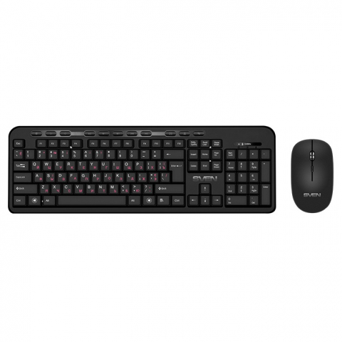 Calculatoare - SVEN KB-C3200W, Wireless, Multimedia Keyboard & Mouse, 2.4GHz, (115 keys, 11 Fn-keys) + Mouse (3 + 1 (scroll wheel), 800/1200/1600 dpi), Nano receiver, USB, Black, Rus/Ukr/Eng