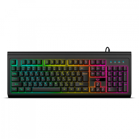Calculatoare - SVEN KB-G8400 Programmable Gaming Keyboard, membrane with tactile feedback,104 keys, 12Fn-keys, Customizable RGB backlight, 1.8m durable braided cable, USB, Black, Rus/Ukr/Eng