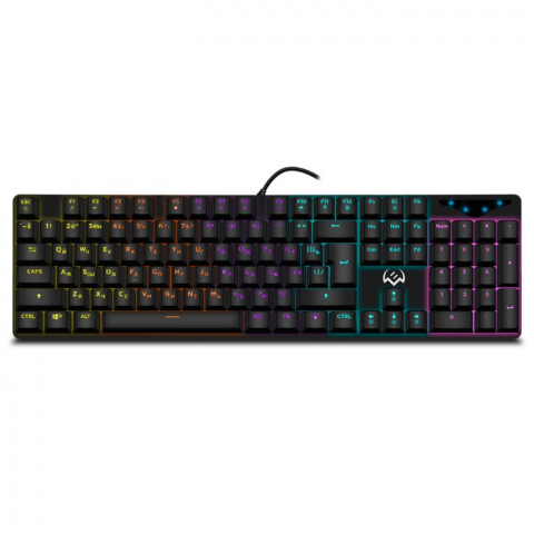 Gaming - SVEN KB-G9300 RGB Gaming Keyboard, WIN key lock, Blue switches, 104 keys, 20 Fn-keys, 1.8m, USB, Black, Rus/Ukr/Eng