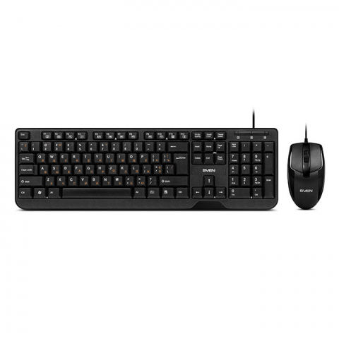 Calculatoare - SVEN KB-S330C, Keyboard 12Fn-keys + Mouse (Optical 1000 dpi, 2+1(scroll wheel)), Waterproof design, Classic fullsize layout, USB, Black, Rus/Ukr/Eng