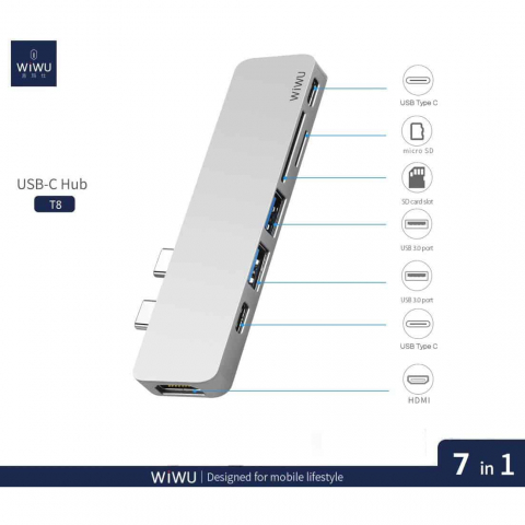 WiWu T8 Hub - Conectivitate Extinsă pentru Laptopul tău [1]