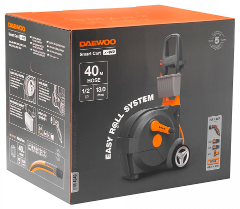Tambur cu furtun pe roți DAEWOO DWR 4040 (Furtun 40 m, 1/2", Easy Roll, Ghid automat, Pistol și conectori incluși) [9]