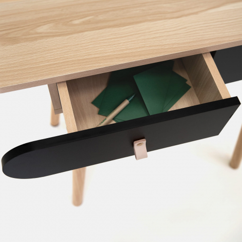 Toaletă de machiaj din lemn cu oglindă LED, 120x80x40 cm, picioare din lemn de fag [4]