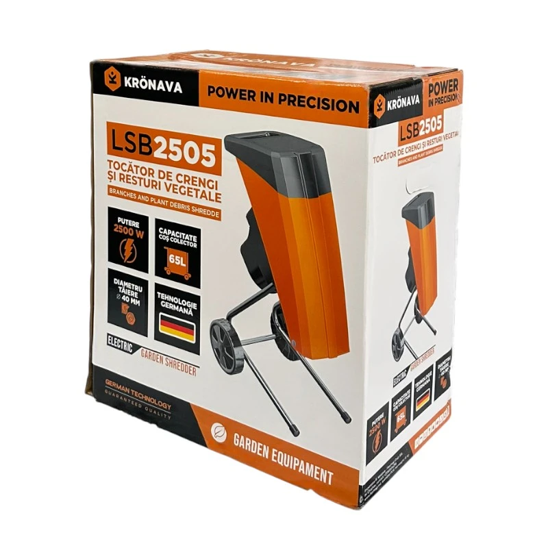 Tocător de crengi electric Kronava LSB2505 – 2500 W – Diametru maxim 40 mm – Casetă 65 l – Compact și Puternic pentru Grădina Ta [3]