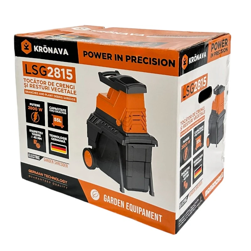 Tocător de crengi electric Kronava LSG2815 – 2800 W – Diametru maxim 45 mm – Casetă 55 l – Puternic și Stabil pentru Grădini Medii și Mari [4]