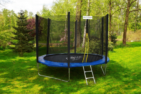 Trambulina de gradina pentru copii, Jumi, 244 cm (8Ft), cu plasa de protectie exterioara, Negru/albastru [1]