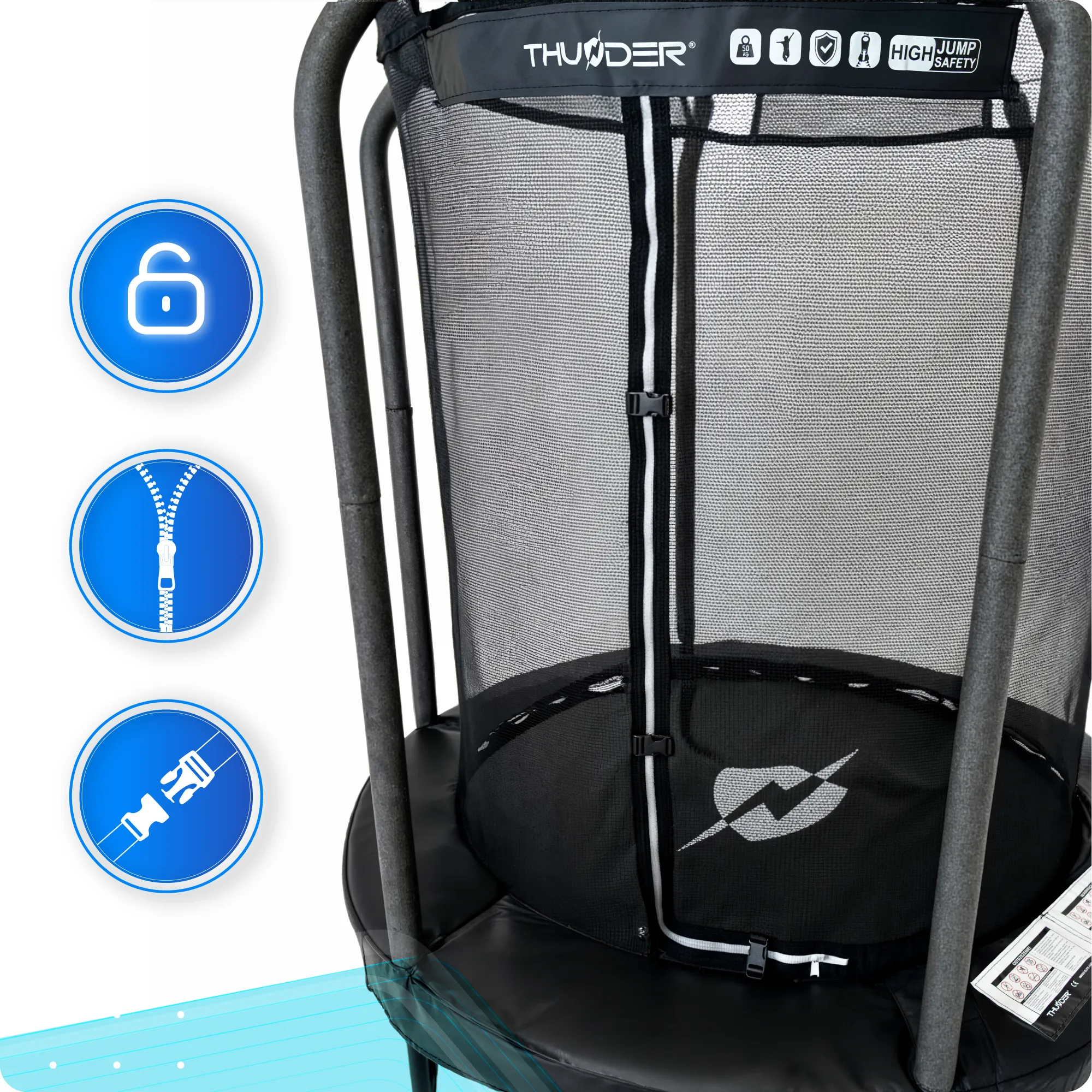 Батут для детей THUNDER INSIDE ELITE 4,5FT (140 см) Black – Безопасные прыжки даже в маленьком дворе [5]