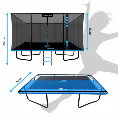 Trambulină de grădină pentru copii THUNDER OUTSIDE PHENOM 244x366 cm – Distracție și siguranță în propria curte [1]