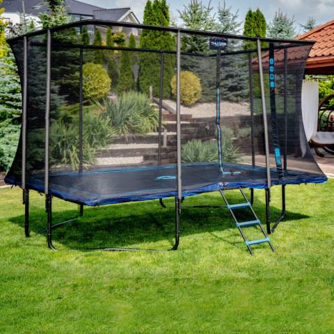 Trambulina de gradina pentru copii THUNDER OUTSIDE PHENOM 305×427 cm, cu plasa de protectie exterioara, Blue [1]