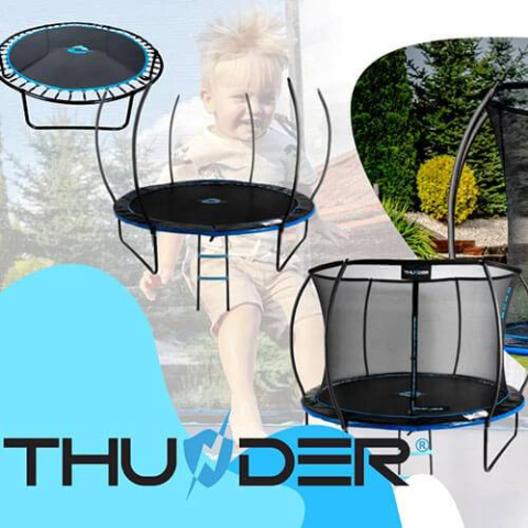 Trambulină Pro 488 cm THUNDER, plasă externă, albastră – Distracție maximă pentru întreaga familie [6]