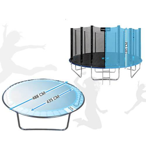 Trambulină Pro 488 cm THUNDER, plasă externă, albastră – Distracție maximă pentru întreaga familie [2]