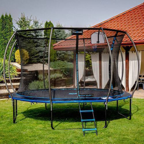 Батут Ultra Thunder 312 см, внутренняя сетка, синий – повышенная безопасность и максимальное веселье для всей семьи [1]