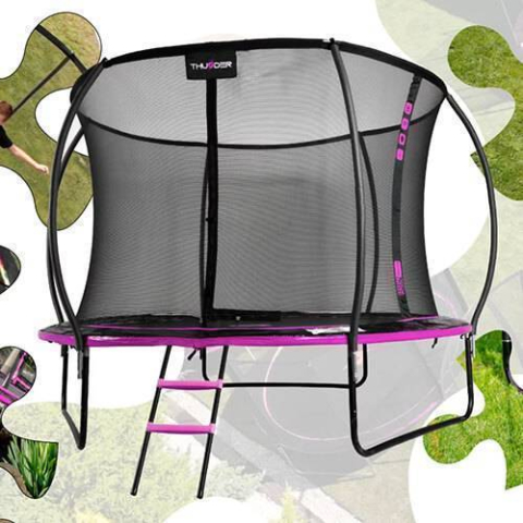 Батут Ultra Thunder 312 см, внутренняя сетка, розовый – максимальная безопасность и розовое веселье для всей семьи [3]