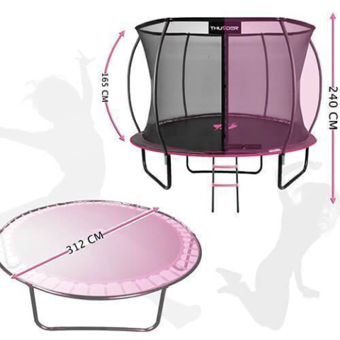 Батут Ultra Thunder 312 см, внутренняя сетка, розовый – максимальная безопасность и розовое веселье для всей семьи [7]