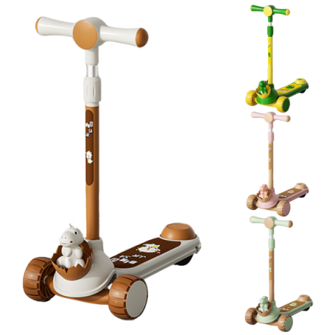Trotinete - Trotinetă copii 3 roți cu lumini LED, muzică și jucărie detașabilă – 4 culori