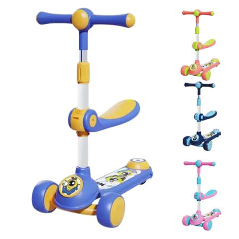 Trotinete - Trotinetă copii cu 3 roți, lumini LED, muzică și scăunel – 4 culori