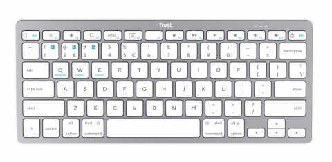 Calculatoare - Trust Basics ultra-thin wireless bluetooth keyboard, Key technology - scissor, 85 Keys, FN keys, Triple pairing, 2xAAA battery, 293g, Silver, US