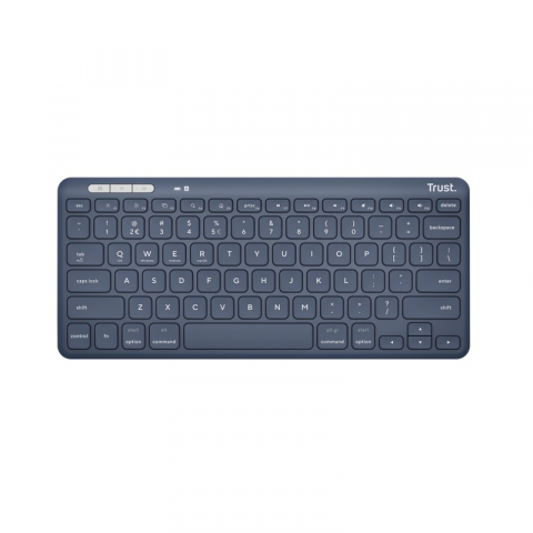 Calculatoare - Trust  Lyra Multi-Device Compact Wireless keyboard, RF 2.4GHz, Bluetooth v5.0, Key technology - scissor, FN keys, Indicators Charging, Connection status, Caps-lock, Wireless mode; USB-A, USB-C, Rechargeable battery, 301g, Blue, US
