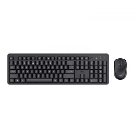 Calculatoare - Trust ODY II Wireless Silent Keyboard and Mouse Set, Silent keys and mouse buttons, 800-1600 DPI, Spill-resistant, Key technology - membrane, QWERTY US, Black