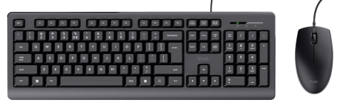 Calculatoare - Trust Primo Keyboard & Mouse Set, Silent keys and mouse buttons, Spill resistant, US, USB,1.8m, Black