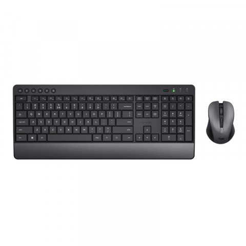 Tastaturi si Mouse - Trust Trezo Wireless Keyboard & Mouse Set, Silent keys and mouse buttons, Spill resistant, US, 3 x Duracell® AA battery, Black
