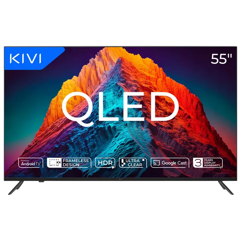 Televizoare - QLED Smart TV KIVI 55U770QB 55" 4K UHD Android TV Чёрный – Яркие цвета QLED + Android TV для бесконечного развлечения