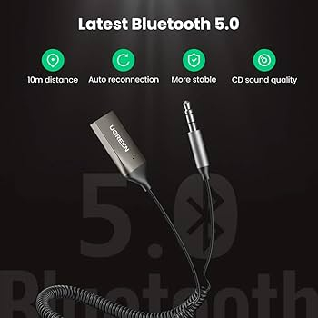 Адаптер аудио UGREEN Bluetooth V5.0 Receiver CM309 USB-A & 3.5mm, Черный [2]