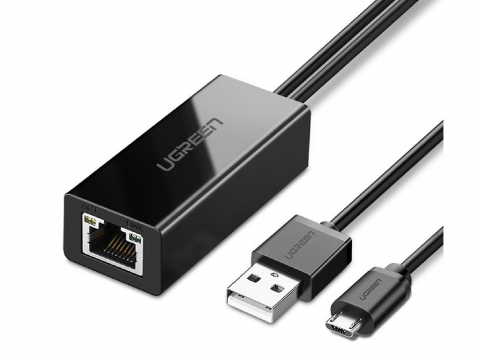 Electronice - UGREEN Adapter for Chromecast Micro USB to Ethernet, Black