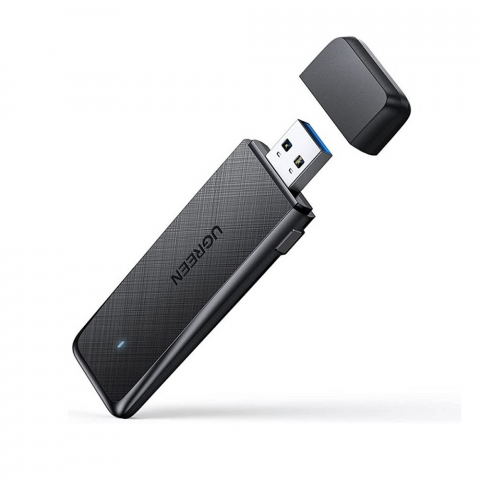 Электроника - UGREEN Adapter WiFi USB AC1300 11ac Dual-Band 2.4GHz/400Mbps 5GHz/867Mbps CM492, Black