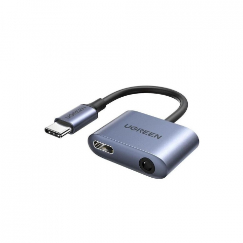Type-C - 3.5mm - UGREEN Audio Adapter Type-C 3.0 to 3.5mm + Type-C 3.0 PD 65W CM231, Grey 