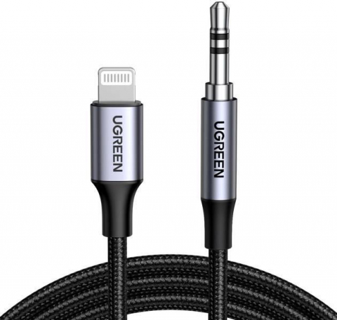 Lightning - 3.5mm - UGREEN Cable Audio Lightning to 3.5mm, 1M, MFI, Black - Conexiune Audio Fiabilă