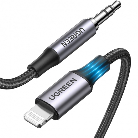 UGREEN Cable Audio Lightning to 3.5mm, 1M, MFI, Black - Conexiune Audio Fiabilă [2]