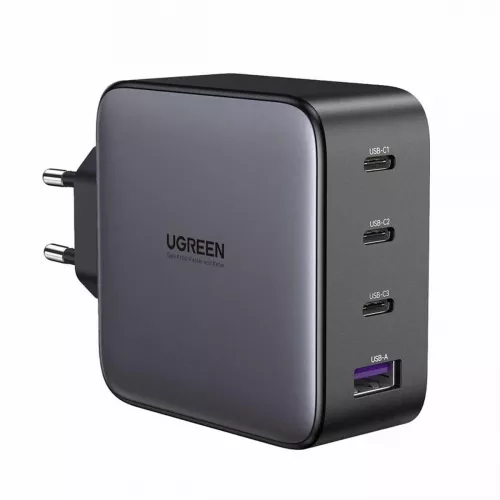 Fără cablu - UGREEN GaN Quick Charger USB-A 3.0 + 3*Type-C 100W, Black