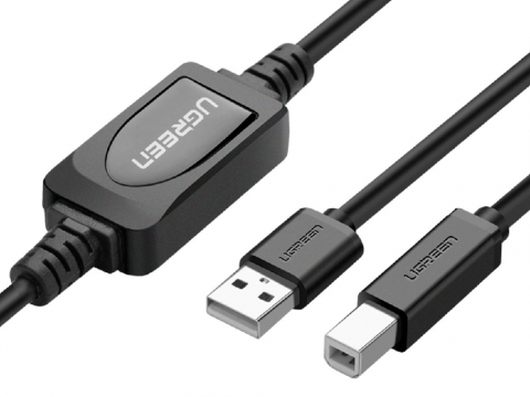 Electronice - UGREEN Print Cable Active USB 2.0 to USB-B Super Speed, AM-BM, 10m US122, Black