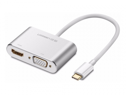 Electronice - UGREEN USB-C to HDMI + VGA Adapter with PD, Silver