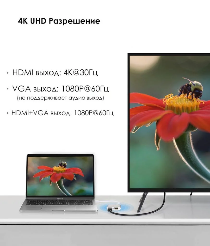 UGREEN USB-C to HDMI + VGA Adapter with PD, Silver [3]