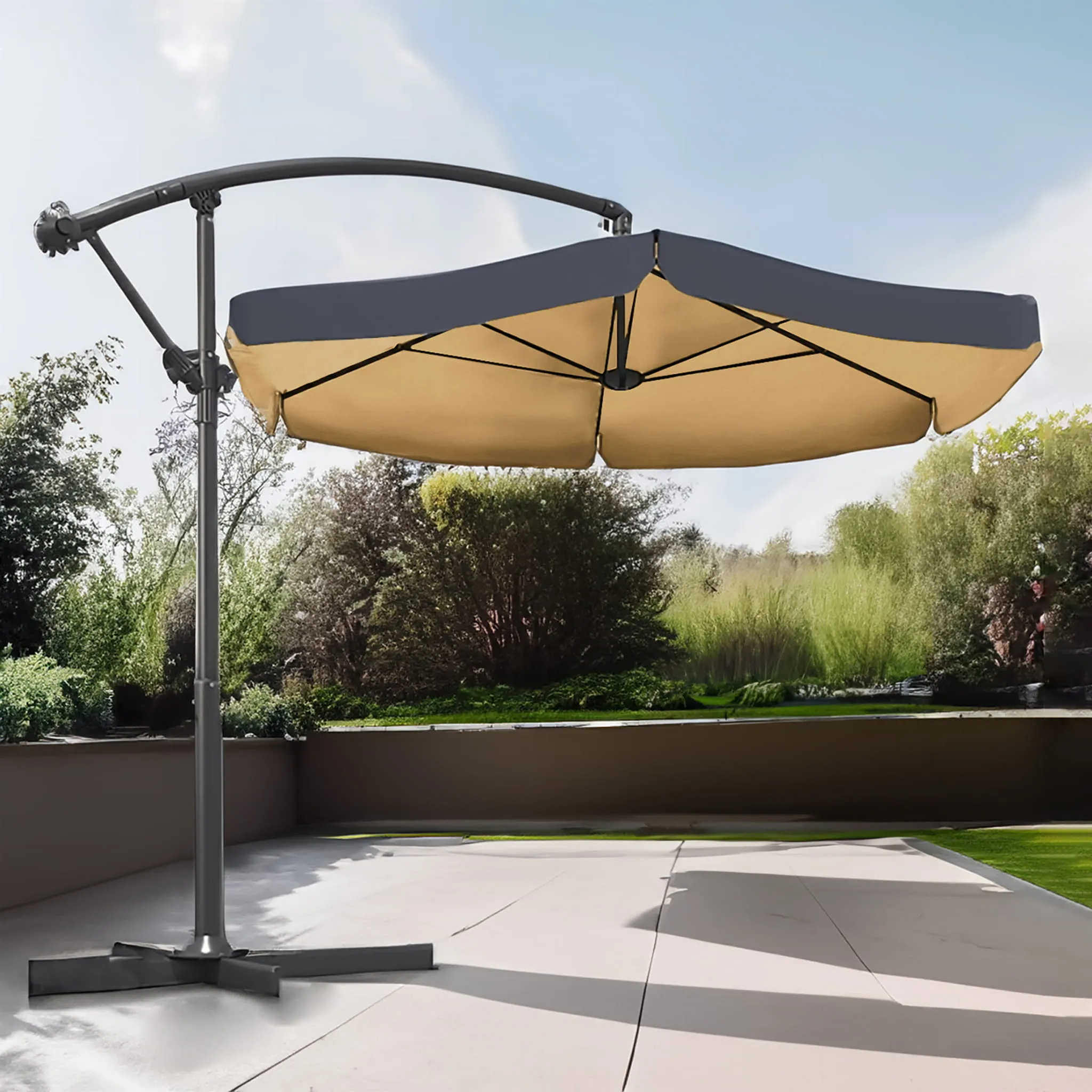 Umbrelă de grădină XXL cu consolă 350 cm Antracit – umbră generoasă și eleganță pentru exterior [1]