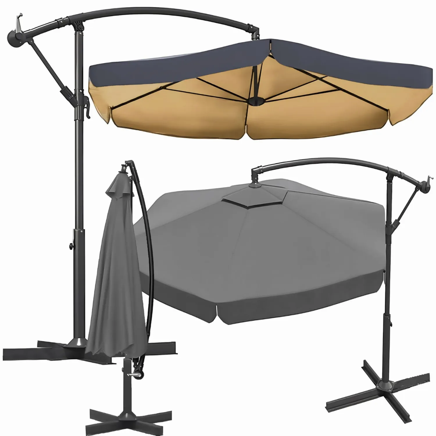 Umbrelă de grădină XXL cu consolă 350 cm Antracit – umbră generoasă și eleganță pentru exterior [2]