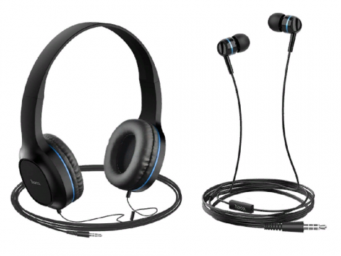 Accesorii Telefoane - W24 Enlighten headphones with mic set blue