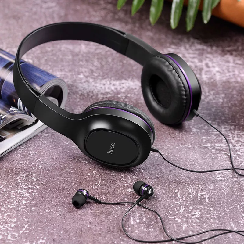 Электроника - W24 Enlighten headphones with mic set purple